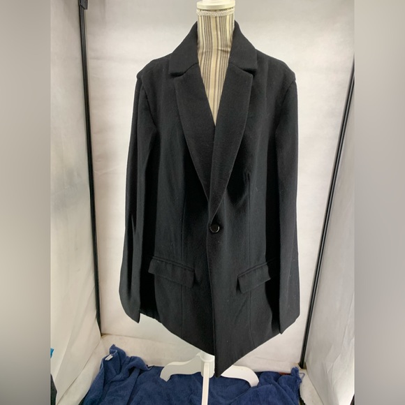 Mynt 1792 Plus Size 3X Womens Cape Vest Black Sleeveless Wool Blend 1 Button - Picture 3 of 6